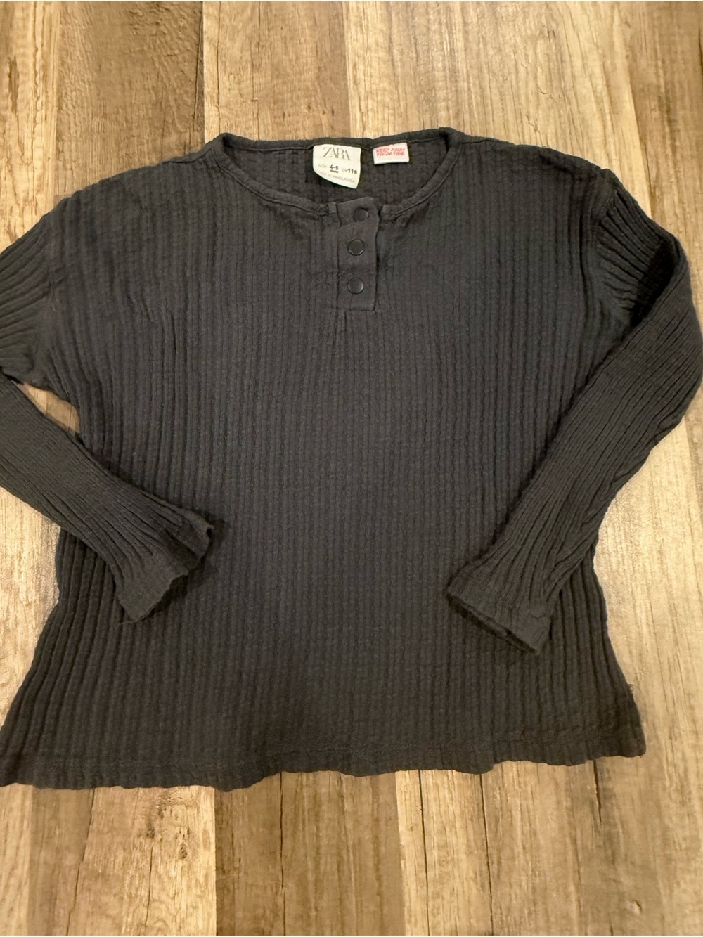 Zara dark grey  Ribbed Henley Sweater
